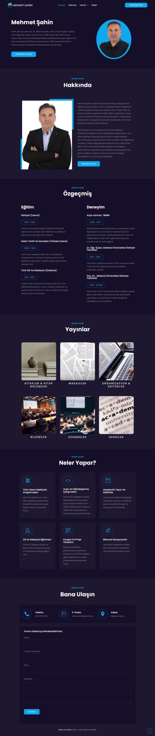 mehmet şahin yayıncı akademisyen web sayfa tasarımı